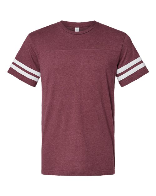 LAT 6937 Unisex Football Fine Jersey Tee - Vintage Burgundy/ White