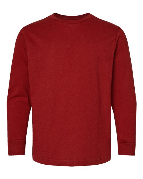Load image into Gallery viewer, LAT 6201 Youth Fine Jersey Long Sleeve Tee - Garnet
