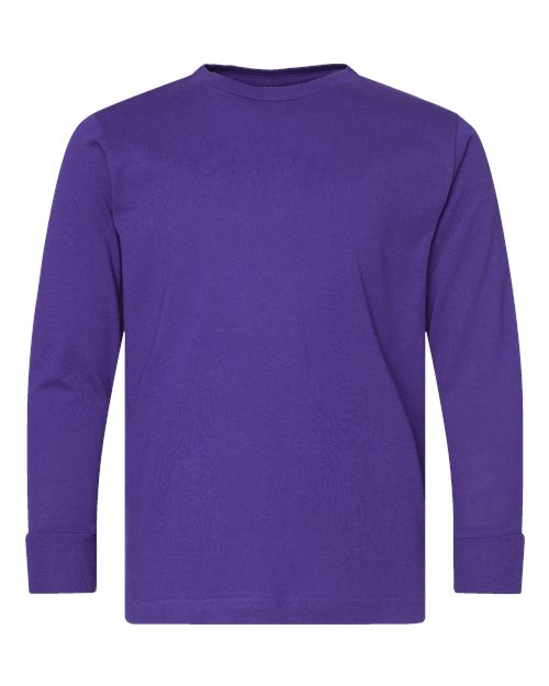 Load image into Gallery viewer, LAT 6201 Youth Fine Jersey Long Sleeve Tee - Purple
