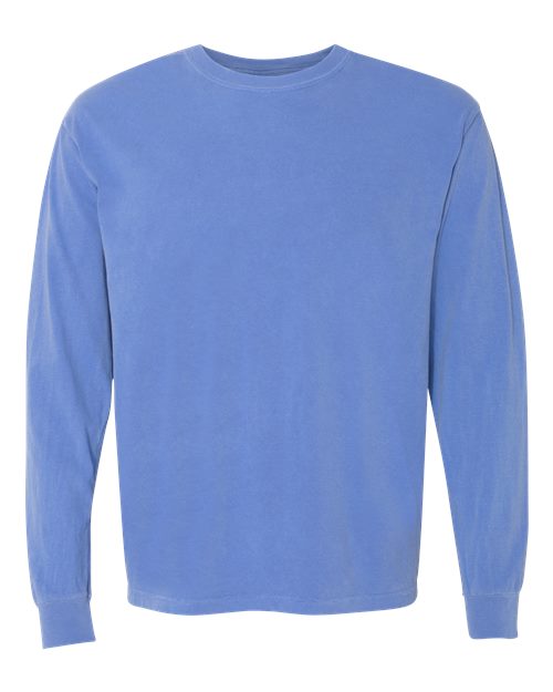 Unisex Garment-Dyed Heavyweight Long Sleeve T-Shirt - Flo Blue