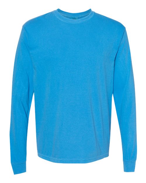 Unisex Garment-Dyed Heavyweight Long Sleeve T-Shirt - Royal Caribe