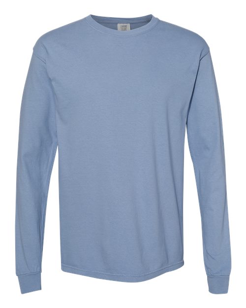 Unisex Garment-Dyed Heavyweight Long Sleeve T-Shirt - Washed Denim
