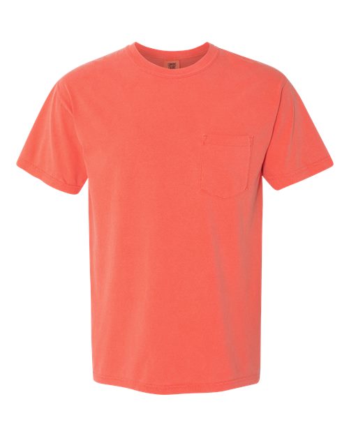 Unisex Garment-Dyed Heavyweight Pocket T-Shirt - Bright Salmon