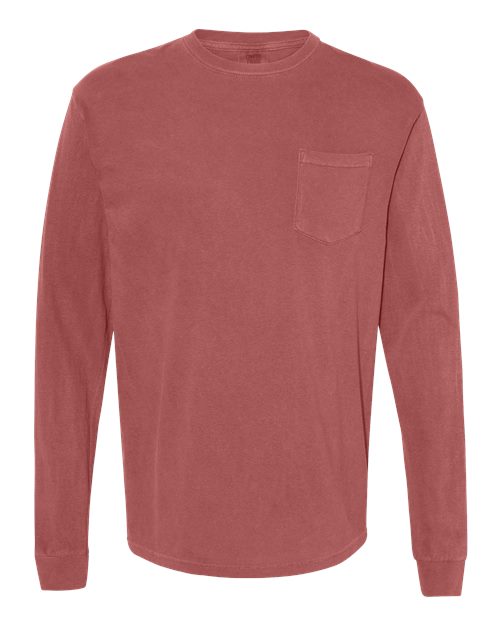 Load image into Gallery viewer, Unisex Garment-Dyed Heavyweight Long Sleeve Pocket T-Shirt - Brick
