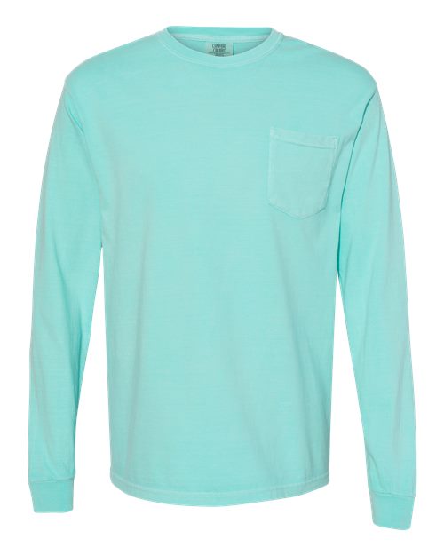 Unisex Garment-Dyed Heavyweight Long Sleeve Pocket T-Shirt - Chalky Mint