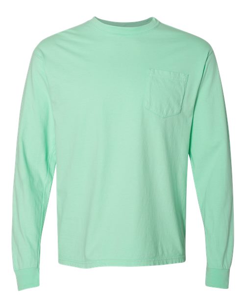 Unisex Garment-Dyed Heavyweight Long Sleeve Pocket T-Shirt - Island Reef
