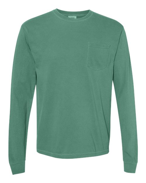 Load image into Gallery viewer, Unisex Garment-Dyed Heavyweight Long Sleeve Pocket T-Shirt - Light Green
