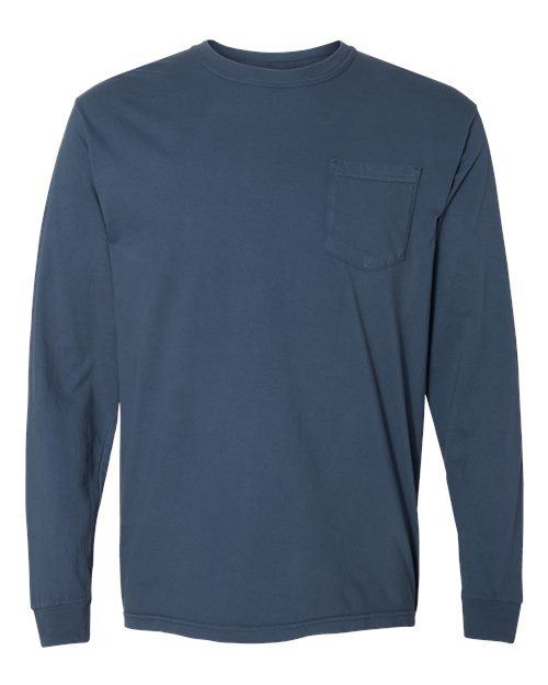 Load image into Gallery viewer, Unisex Garment-Dyed Heavyweight Long Sleeve Pocket T-Shirt - Midnight
