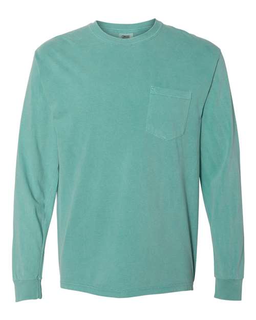 Load image into Gallery viewer, Unisex Garment-Dyed Heavyweight Long Sleeve Pocket T-Shirt - Seafoam
