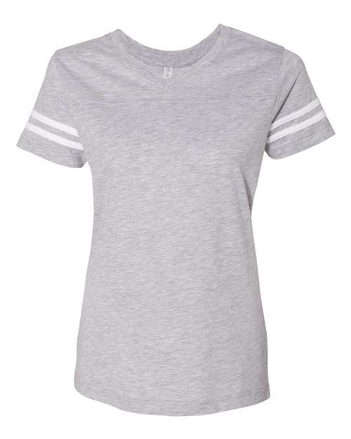 Load image into Gallery viewer, LAT 3537 Women's Football V-Neck Fine Jersey Tee - Vintage Heather/ White
