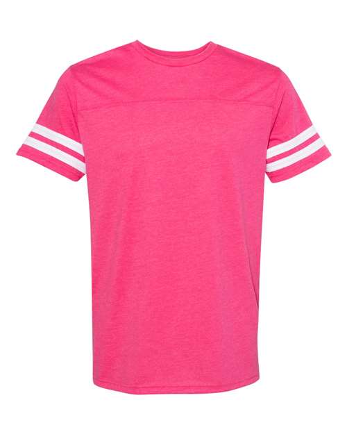 LAT 6937 Unisex Football Fine Jersey Tee - Vintage Hot Pink/ White