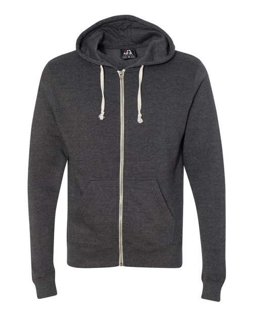 J. America 8872 Men's Triblend Full-Zip Hooded Sweatshirt - Black Triblend