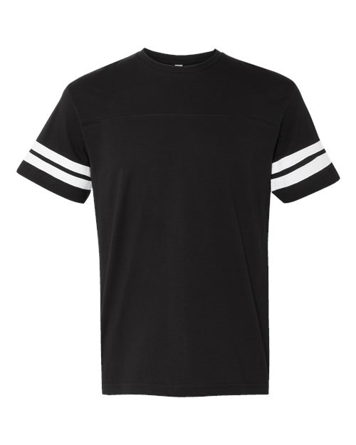 Load image into Gallery viewer, LAT 6937 Unisex Football Fine Jersey Tee - Black Solid/ White
