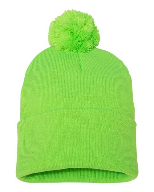 Load image into Gallery viewer, Sportsman SP15 12" Pom-Pom Cuffed Beanie - Neon Green
