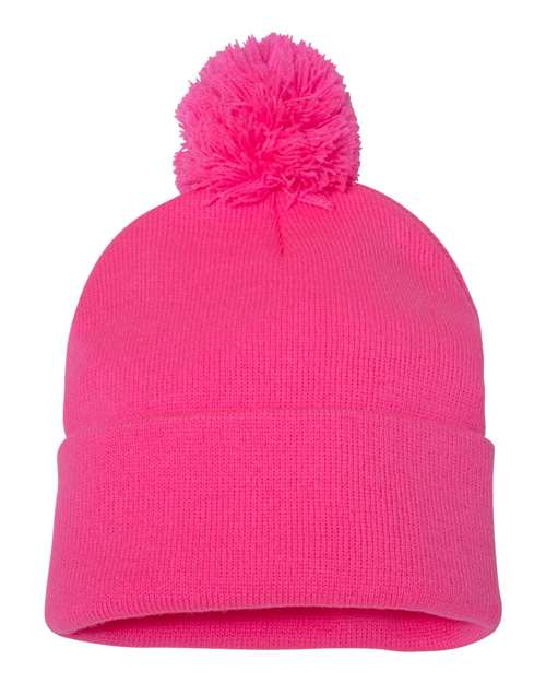 Load image into Gallery viewer, Sportsman SP15 12" Pom-Pom Cuffed Beanie - Neon Pink
