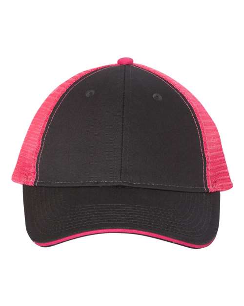 Valucap S102 Sandwich Trucker Cap - Charcoal/ Neon Pink