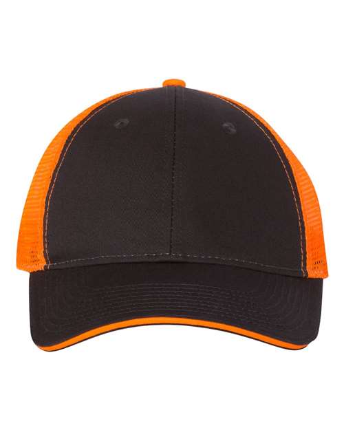 Load image into Gallery viewer, Valucap S102 Sandwich Trucker Cap - Charcoal/ Neon Orange
