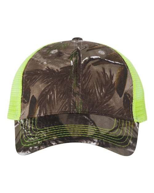 Kati LC5M Licensed Camo Mesh Back Cap - Realtree AP/ Neon Yellow