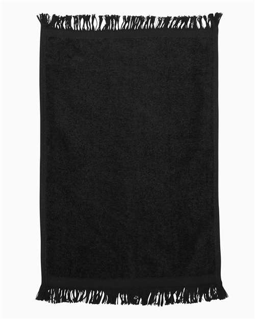 Q-Tees T100 Fringed Fingertip Towel - Black