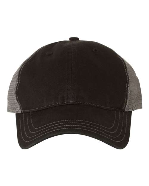 Richardson 111 Garment-Washed Trucker Cap - Black/ Charcoal