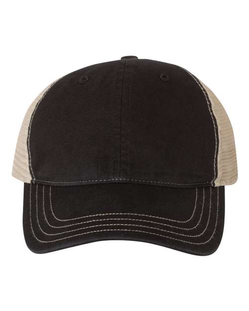 Richardson 111 Garment-Washed Trucker Cap - Black/ Khaki