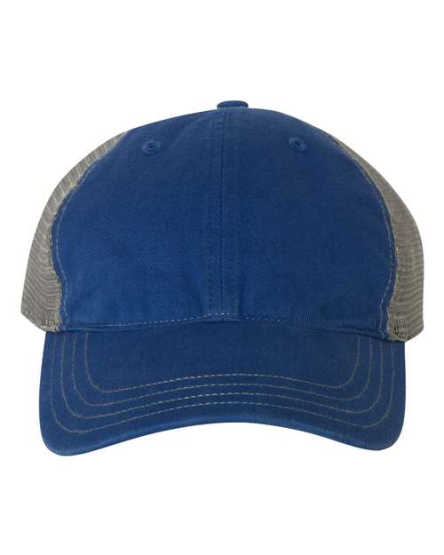 Load image into Gallery viewer, Richardson 111 Garment-Washed Trucker Cap - Royal/ Charcoal
