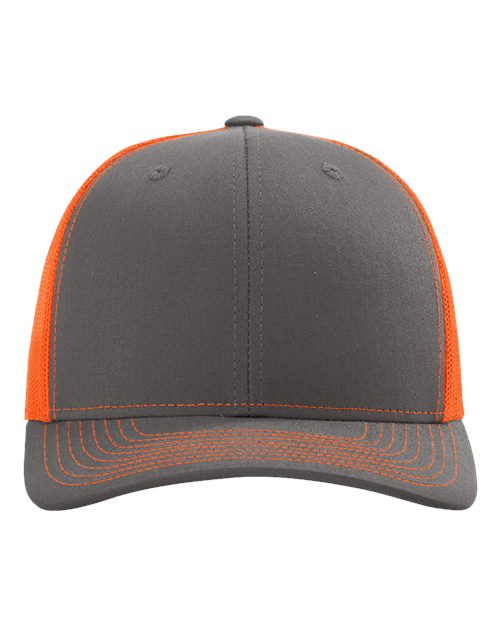 Load image into Gallery viewer, Richardson 112 Snapback Trucker Cap - Charcoal/ Neon Orange
