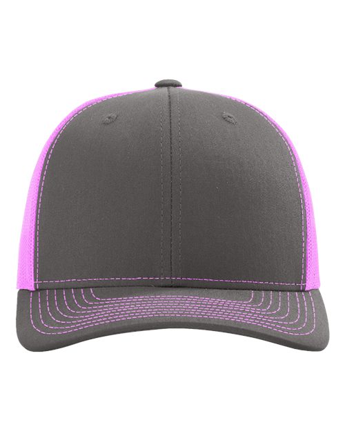 Load image into Gallery viewer, Richardson 112 Snapback Trucker Cap - Charcoal/ Neon Pink
