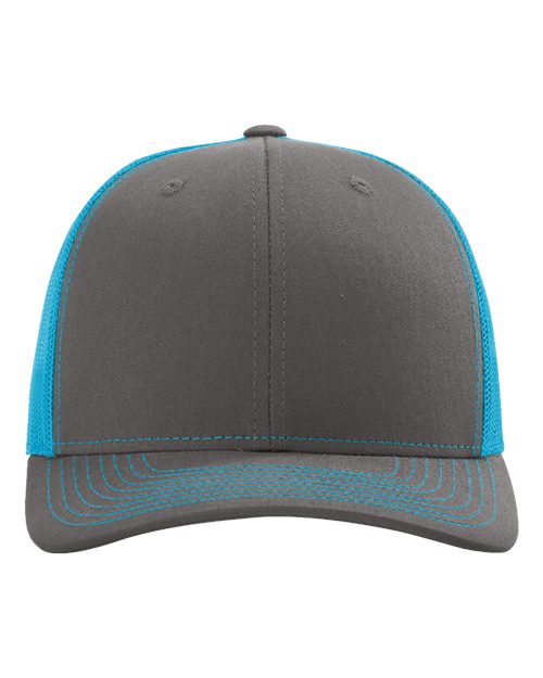 Load image into Gallery viewer, Richardson 112 Snapback Trucker Cap - Charcoal/ Neon Blue
