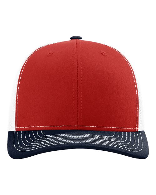 Load image into Gallery viewer, Richardson 112 Snapback Trucker Cap - Red/ White/ Navy
