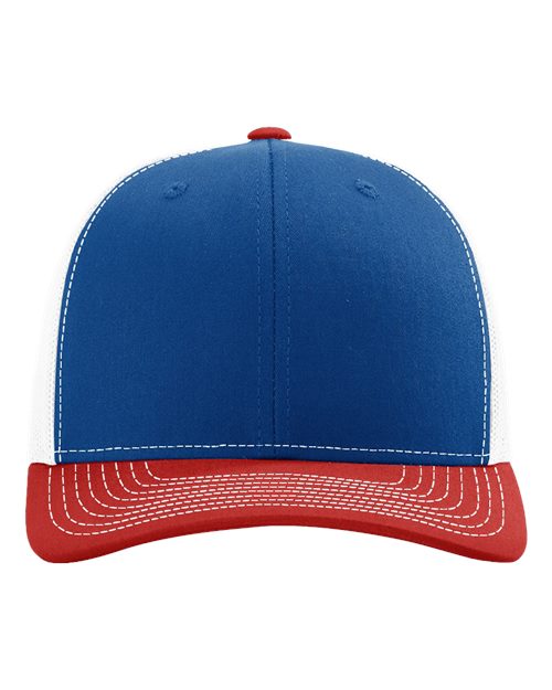 Load image into Gallery viewer, Richardson 112 Snapback Trucker Cap - Royal/ White/ Red
