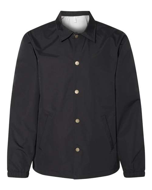 Independent Trading Co. EXP99CNB Men's Water-Resistant Windbreaker Coach’s Jacket - Black