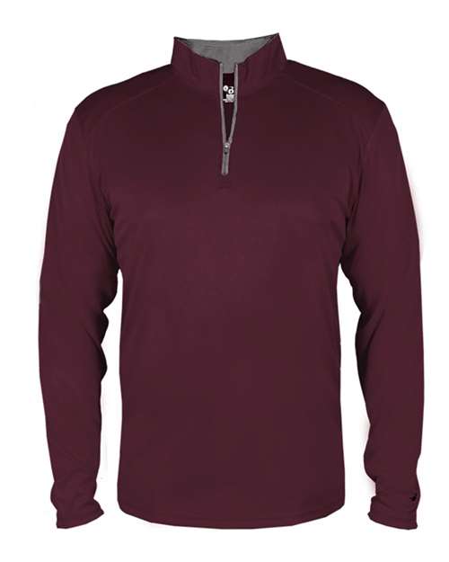 Badger 4102 Men's B-Core Quarter-Zip Pullover - Maroon/ Graphite