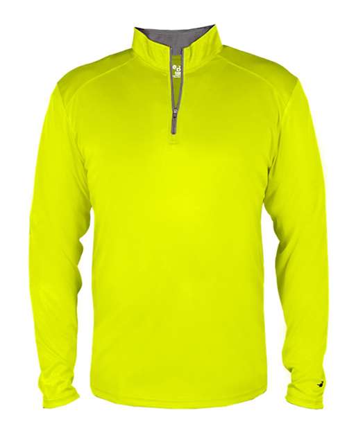Badger 4102 Men's B-Core Quarter-Zip Pullover - Safety Yellow Green/ Graphite