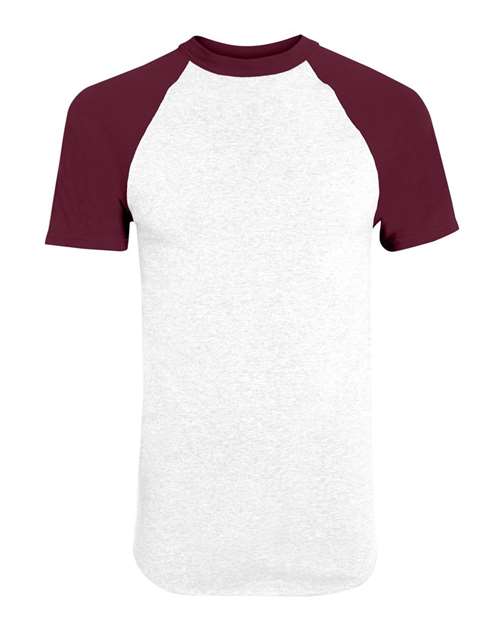 Load image into Gallery viewer, Augusta Sportswear 423 Unisex Raglan Baseball Jersey - White/ Maroon
