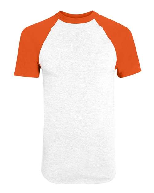 Load image into Gallery viewer, Augusta Sportswear 423 Unisex Raglan Baseball Jersey - White/ Orange
