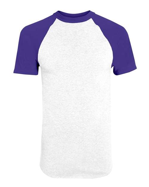 Augusta Sportswear 423 Unisex Raglan Baseball Jersey - White/ Purple