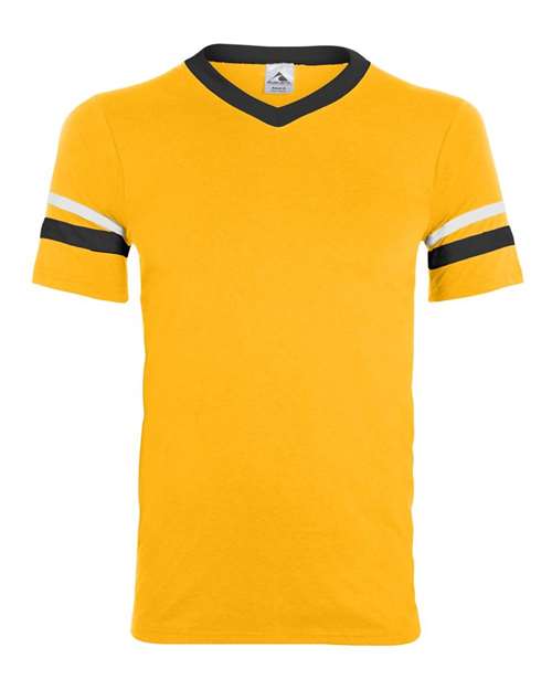 Augusta Sportswear 360 V-Neck Jersey with Striped Sleeves - Gold/ Black/ White