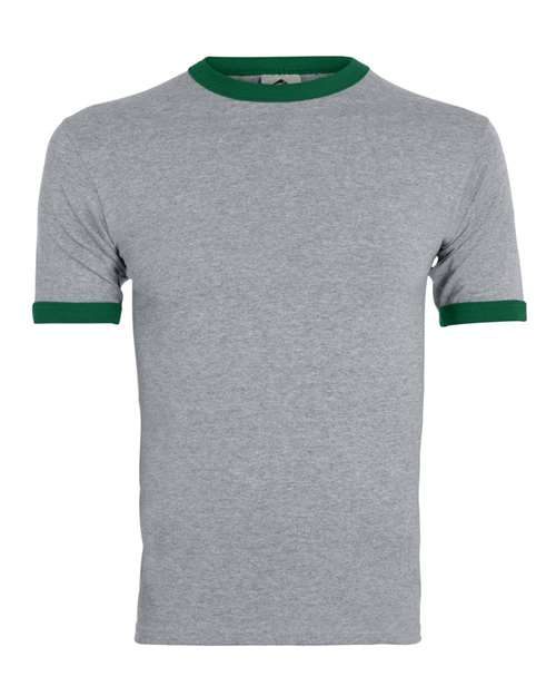 Augusta Sportswear 710 Unisex 50/50 Ringer T-Shirt - Athletic Heather/ Dark Green