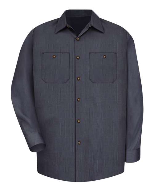 Load image into Gallery viewer, Red Kap SP14 Men's Industrial Long Sleeve Work Shirt - Blue/ Charcoal Microcheck
