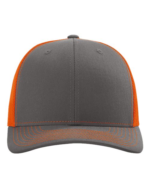 Load image into Gallery viewer, Richardson 112 Snapback Trucker Cap - Charcoal/ Orange
