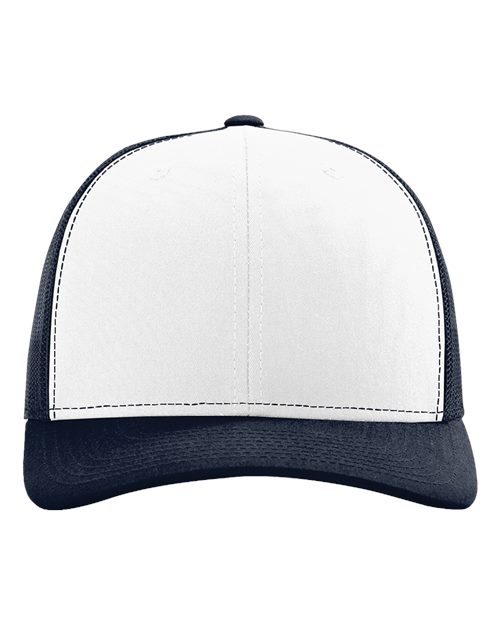 Load image into Gallery viewer, Richardson 112 Snapback Trucker Cap - White/ Navy
