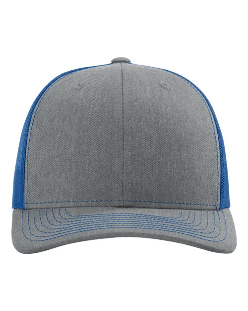 Richardson 112 Snapback Trucker Cap - Heather Grey/ Royal