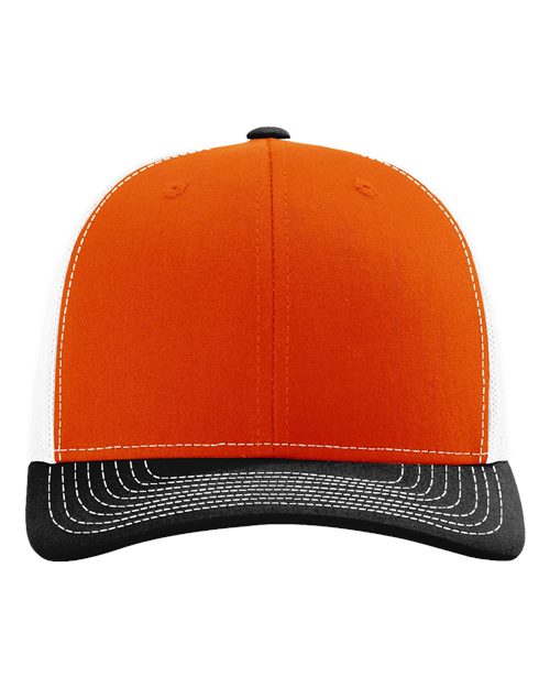 Load image into Gallery viewer, Richardson 112 Snapback Trucker Cap - Orange/ White/ Black
