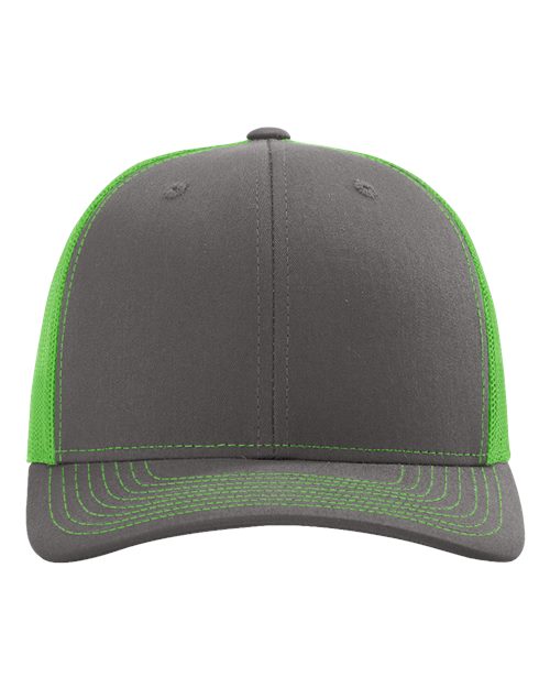 Richardson 112 Snapback Trucker Cap - Charcoal/ Neon Green