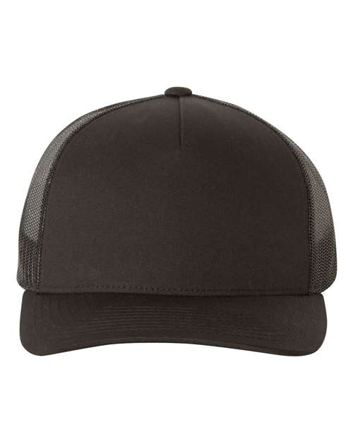 YP Classics 6506 Five-Panel Retro Trucker Cap - Black