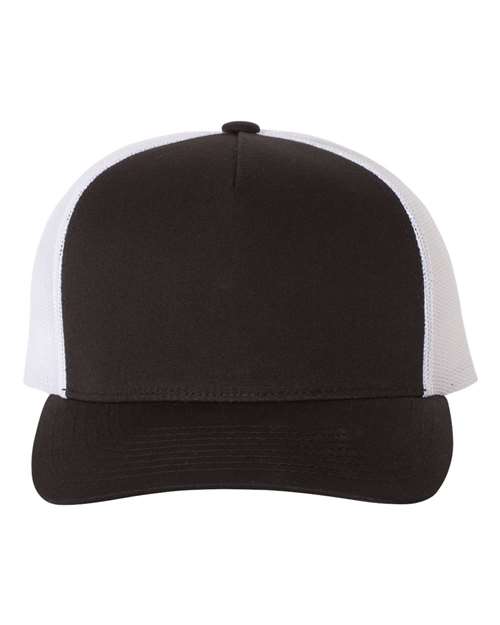 Load image into Gallery viewer, YP Classics 6506 Five-Panel Retro Trucker Cap - Black/ White
