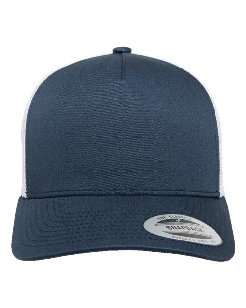 YP Classics 6506 Five-Panel Retro Trucker Cap - Navy/ White