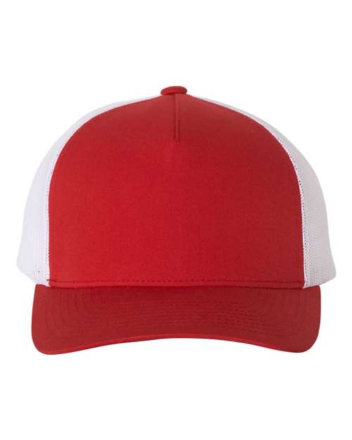 YP Classics 6506 Five-Panel Retro Trucker Cap - Red/ White