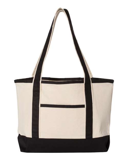 Q-Tees Q125800 20L Small Deluxe Tote - Natural/ Black